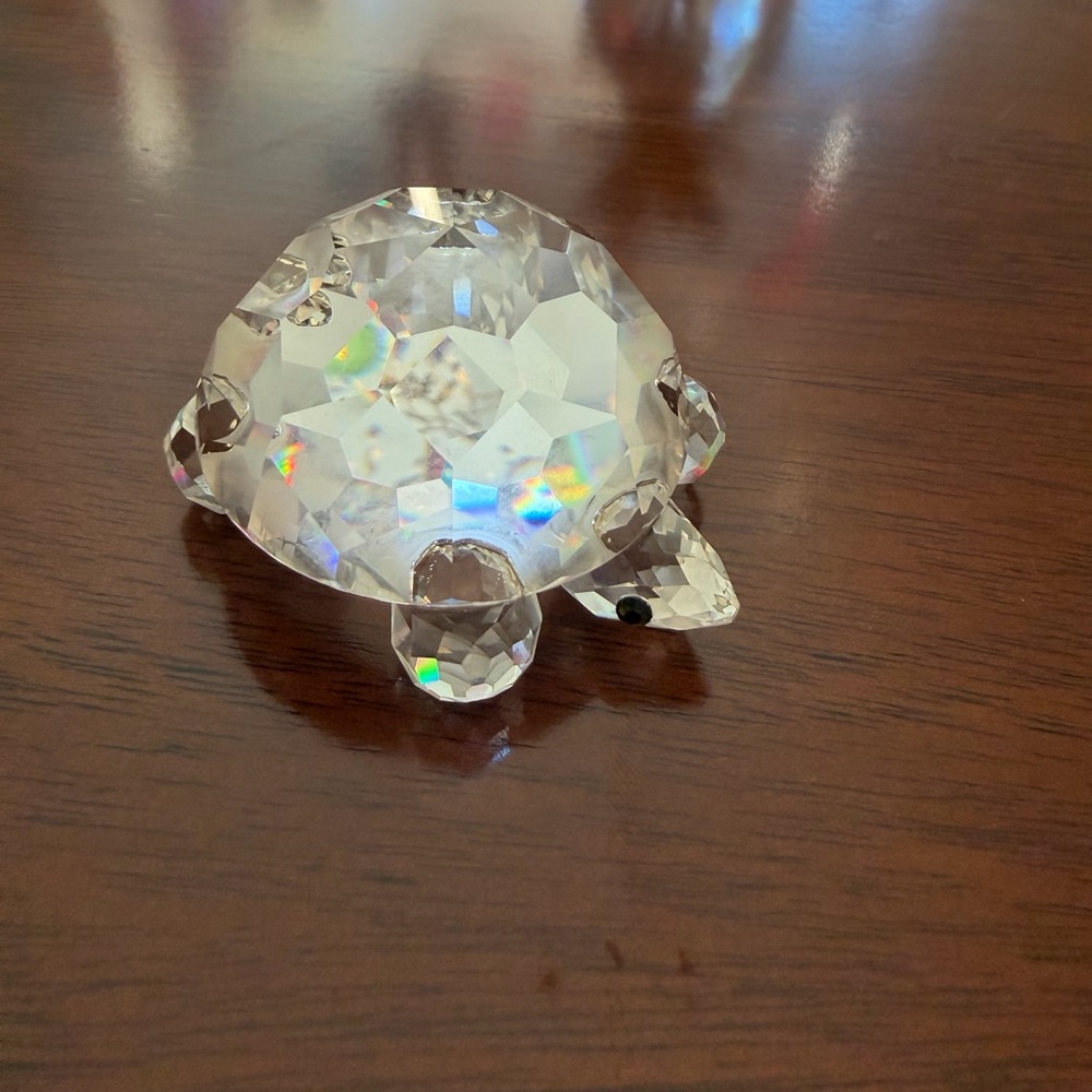 Swarovski Crystal Turtle with Green Eyes Figurine